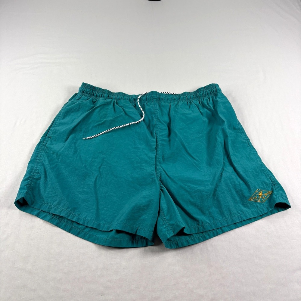 Vintage OP Ocean Pacific Swim Shorts Mens‎ XL Green Lined Bathing Suit